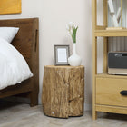 HOMCOM Concrete Finish Side Table - Natural Brown-Made from inorganic ore powder for stability and moisture resistance, great for indoor and outdoor use