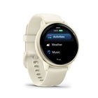 Garmin vivoactive 6 Smartwatch - Lunar Gold with Bone Band-WORKOUT OPTIONS - From daily suggested walking workouts to step-by-step workouts for strength, HIIT, yoga, Pilates, mobility and more, it’s never been easier to move. Simply find the animated workouts in the Garmin Connect app, and download them onto your smartwatch. Increase your flexibility and strength with new downloadable mobility workouts and an activity profile. Plus, get push and handcycle workouts for wheelchair users.