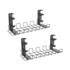 ShoppingAll Under Desk Cable Organizer Tray Wire Management Rack with 10 Cable Ties - Black - 2 Pack-SIMPLE INSTALLATION: This under desk cable management tray requires no drilling or tools for installation and easily clamps onto any desk surface up to 3.5cm thick.