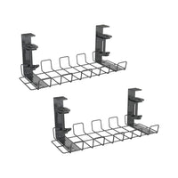 ShoppingAll Under Desk Cable Organizer Tray Wire Management Rack with 10 Cable Ties - Black - 2 Pack-SIMPLE INSTALLATION: This under desk cable management tray requires no drilling or tools for installation and easily clamps onto any desk surface up to 3.5cm thick.