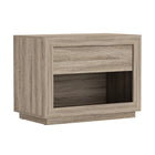 Manhattan Comfort Soren 32" Contemporary 1-Drawer Nightstand - Natural Oak-Elevated base design adds a refined touch while keeping the piece sturdy and grounded