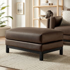 Modway Roscoe Vegan Leather Ottoman - Espresso-Kiln-Dried Weathered Wood Frame
