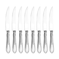 Minimal 8-Piece Stainless Steel Elizabeth Steak Knife Set, Service for 8-8-piece set of 18/8 stainless steel flatware for everyday use or special occasions