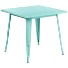Flash Furniture 31.5" Square Mint Green Metal Indoor-Outdoor Table-Metal Cafe Table