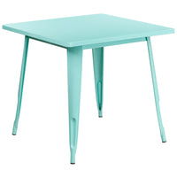 Flash Furniture 31.5" Square Mint Green Metal Indoor-Outdoor Table-Metal Cafe Table