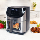 Kenmore 8 qt Air Fryer - Stainless Steel-12 one-touch presets: Air fry, reheat, bake, broil, keep warm, dehydrate, fries, wings, bacon, pizza, seafood & vegetable