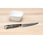 Minimal 4-Pieces Damascus Black Stone Steak Knife Set, Service for 4-Ultra-sharp cutting edge of 12° degree each side