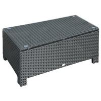 Outsunny Rattan Coffee Table with Tempered Glass Top - Black-Great for indoor or outdoor use as a coffee table