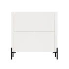 Manhattan Comfort Abbey 31.5" Modern Accent Cabinet - Maple and Off White-MDF/MDP: Cleaning: Wipe with a damp cloth, avoiding excessive moisture. Avoid: Harsh chemicals or abrasive cleaners that can damage the surface. Care: Keep away from excessive humidity, as product can swell or warp when exposed to water or moisture. Protection: Use coasters or mats to avoid scratches or stains