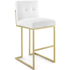 Modway Privy Gold Stainless Steel Upholstered Fabric Bar Stool - Gold White-Glam Deco Bar Stool
