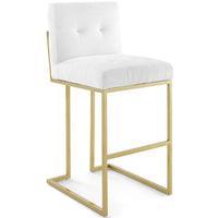 Modway Privy Gold Stainless Steel Upholstered Fabric Bar Stool - Gold White-Glam Deco Bar Stool