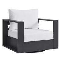 Modway Tahoe Outdoor Powder-Coated Aluminum Swivel Armchair - Grey/White-Outdoor Patio Swivel Armchair