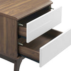 Modway Envision 2-Drawer Nightstand - Walnut White-Assembly Required