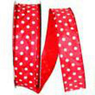 JAM Paper Single Face Satin Ribbon - 1 1/2" W x 50 yd. - Red Polka Dot-Colour: Red Polka Dot