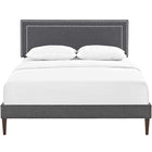 Modway Virginia Fabric Full Platform Bed with Squared Tapered Legs - Grey-Mounts in Four Locations