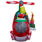 GEMMY Airblown Inflatable Christmas Animated Grinch in Helicopter with Spinning Propellers-Lights up with bright, energy-efficient LED light