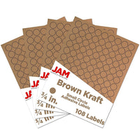 JAM Paper Round Circle Label Sticker Seals - 3/4" - Brown Kraft - 4 Pack-Brown kraft