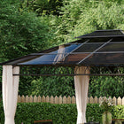Outsunny Double Roof Hardtop Gazebo with Nettings Curtains - 10' x 12' - Khaki-Double-vented roof helps circulate air 