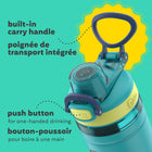 Bubba Kids Flo Water Bottle - 16 oz (473 ml) - Wide Mouth - Silicone Sleeve - Push Button Lid - Scuba/Limelight-BPA-free water bottle is made of impact resistant plastic