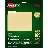 Avery 3 7/16" x 2/3" TrueBlock Permanent File Folder Labels - Green - 600 Pack-Permanent adhesive
