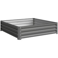 Outsunny Galvanized Steel Planter Raised Garden Bed - 47" L x 47" W x 12" H - Light Grey-The great and easiest way to grow your own garden at home 