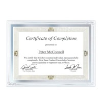 St. James Glass Frames for Certificates, Diplomas & Documents - Decorative Border - Silver Foil - 8.5" x 11" - 2 Pack-To proudly showcase important documents, the frameless design adds a touch of elegant refinement