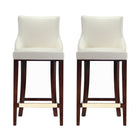 Manhattan Comfort Shubert 22.64" Modern Leatherette Upholstered Barstool - Ivory - 2 Pack-Modern Barstool with Backseat Perfect for Bar and Kitchen Use. Set of 2