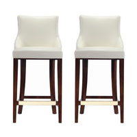 Manhattan Comfort Shubert 22.64" Modern Leatherette Upholstered Barstool - Ivory - 2 Pack-Modern Barstool with Backseat Perfect for Bar and Kitchen Use. Set of 2