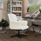 Homy Casa Swivel Conference Office Chair - Beige Fabric-360-degree swivel and non-slip bottom for freedom and safety