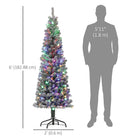 HOMCOM 6' Snow-Flocked Pencil Artificial Christmas Tree with Remote - Green-Pencil-shaped design saves space, great for small areas 