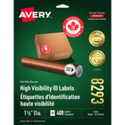 Avery High-Visibility ID Labels, Round, Matte White, Laser/Inkjet, 1-1/2" Diameter - 400 Pack-High-visibility labels help important messages stand out