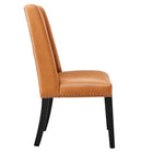 Modway Baron Vegan Leather Dining Chair - Tan-Non-Marking Foot Pins