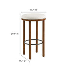 Modway Fable Boucle Fabric Bar Stools - Walnut Ivory - Set of 2-Round Padded Seat