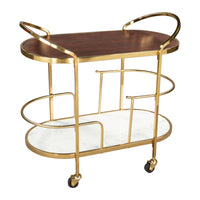 Zuo Antalya Bar Cart - Multicolor-Mango Wood, Natural Marble oval shape tabletop