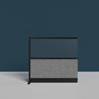 Luxor Modular Wall Extension - 53" W x 48" H - Wide Black Frame, Frosted Acrylic, Cool Grey PET-Integrates with the Room Divider System for scalable layouts