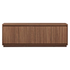 Hudson&Canal Presque TV Stand for TV's up to 75" - Satin Walnut-A modern contemporary design accommodates TVs up to 75" for your entertaining space
