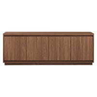 Hudson&Canal Presque TV Stand for TV's up to 75" - Satin Walnut-A modern contemporary design accommodates TVs up to 75" for your entertaining space