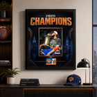 Frameworth New York Knicks 2026 Champions: Karl-Anthony Towns Trophy PhotoGlass Framed Photo - 18" W x 22" H - Black-Photoglass graphics with licensed photo: An officially licensed 8x10 photograph is separately mounted and the surrounding artwork is printed in ultra high definition directly onto glass for vivid colour, deep blacks, and luminous depth