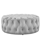 Modway Amour Tufted Button Large Round Performance Velvet Ottoman - Light Grey-Ottoman Weight Capacity: 330 lbs