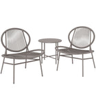 Outsunny 3-Pieces Wicker Patio Furniture Bistro Set - Light Grey-Compact patio set includes two shell-like chairs and a steel-top table for small spaces 
