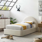 Modway Resort Performance Velvet Arched Round Twin Platform Bed - Alabaster-Dense Foam Padding