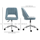 Vinsetto Armless Swivel Computer Desk Chair - Sky Blue-Breathable hollow-back design enhances airflow