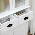 HOMCOM 61" H Kitchen Pantry Cabinet with Shelves and Soft-Close Doors - White-Centre drawers with smooth metal knobs and glides allow you to store napkins, towels, and cutlery with ease 