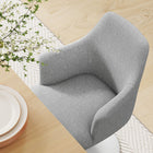Modway Lippa Swivel Dining Upholstered Armchair - White Light Grey-Removable Seat Cushion