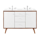 Modway Transmit 48" Double Sink Bathroom Vanity - Walnut/White-Mid-Century Modern Vanity