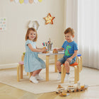 Qaba Kids Table & Chair Set, Kids Table & 4 Chair Set for Toddlers - Multicoloured-Strong construction make each chair supports up to 176 lbs for peace of mind
