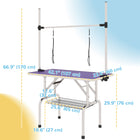 PawHut Adjustable Dog Grooming Table with 2 Safety Slings - Purple-Two slings to safely and securely hold your dog in place whilst grooming
