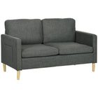 HOMCOM 56" Loveseat Sofa for Bedroom with Side Pockets - Grey-Breathable linen-feel fabric resists wrinkles and deformation