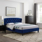 Modway Penelope Tufted Wingback Performance Velvet Queen Platform Bed - Navy-Tufted Headboard