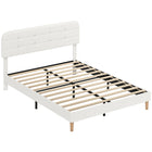 HOMCOM Queen Size Adjustable Headboard Platform Bed Frame - White-Three height adjustable for comfy back support while reading or relaxing